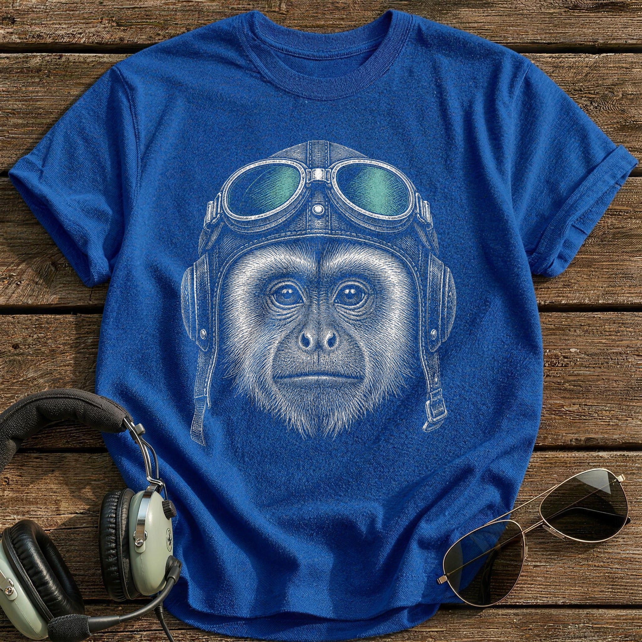 Monkey Aviator (Soft Teal) T-Shirt - Royal