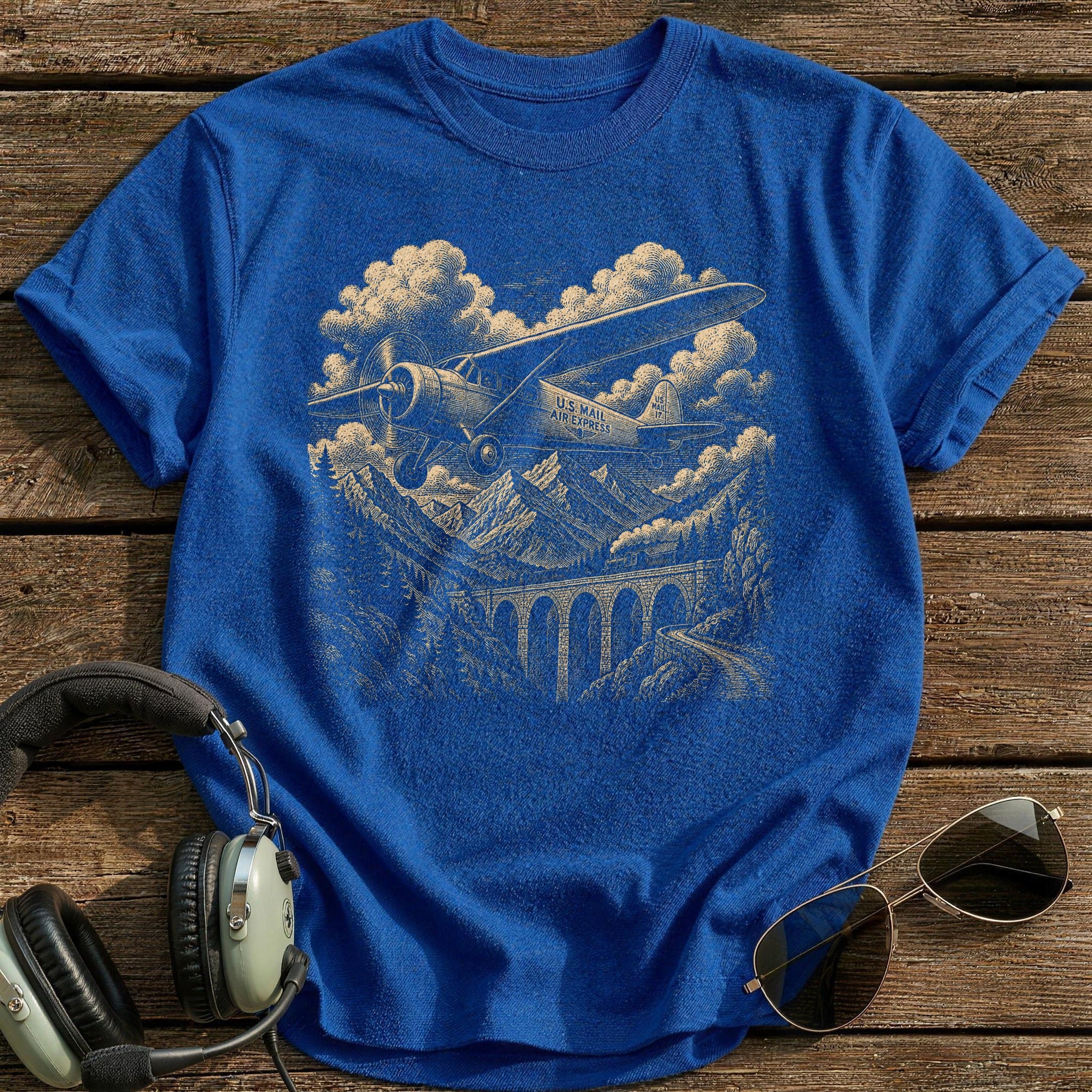 Mountain Mail Plane T-Shirt - Royal