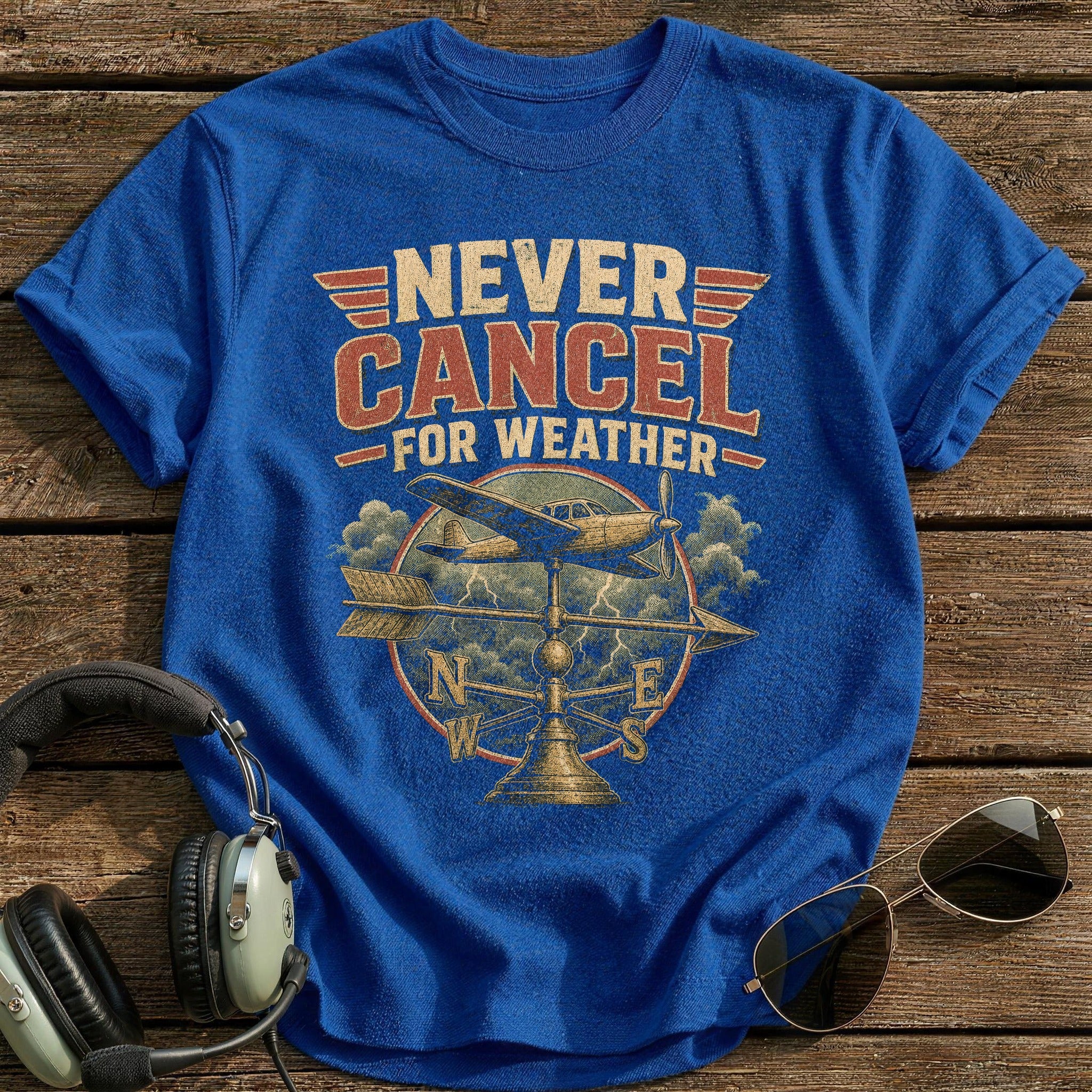Never Cancel for Weather T-Shirt - Royal
