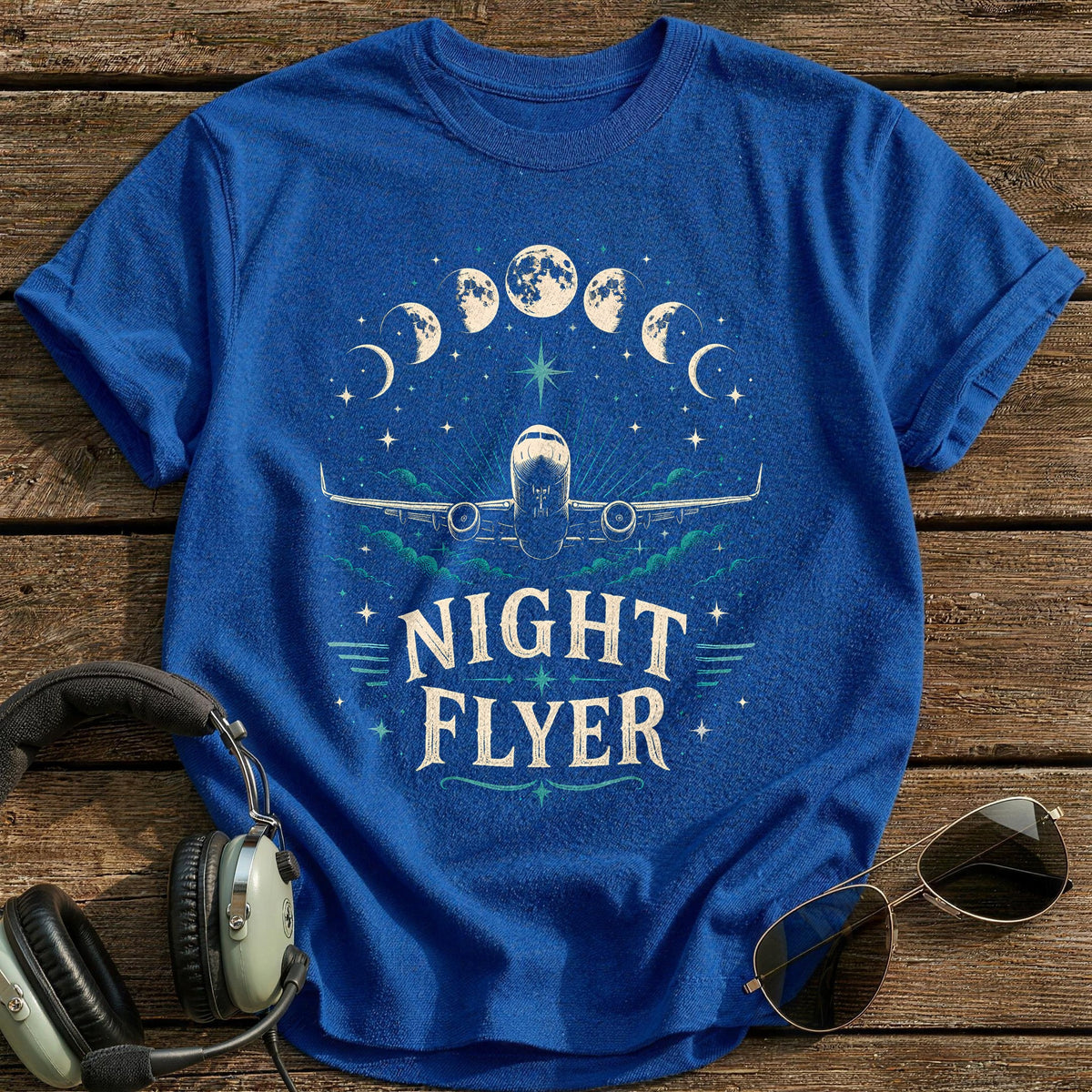 Night Flyer Moon 52 T-Shirt - Royal