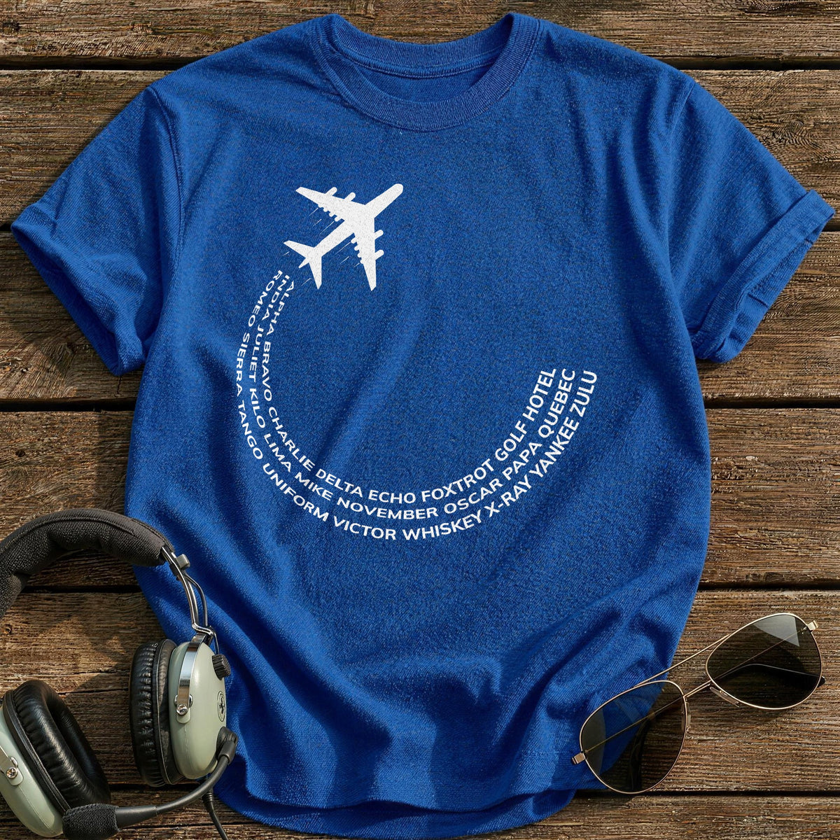 Phonetic Alphabet Flight Path T-Shirt - Royal