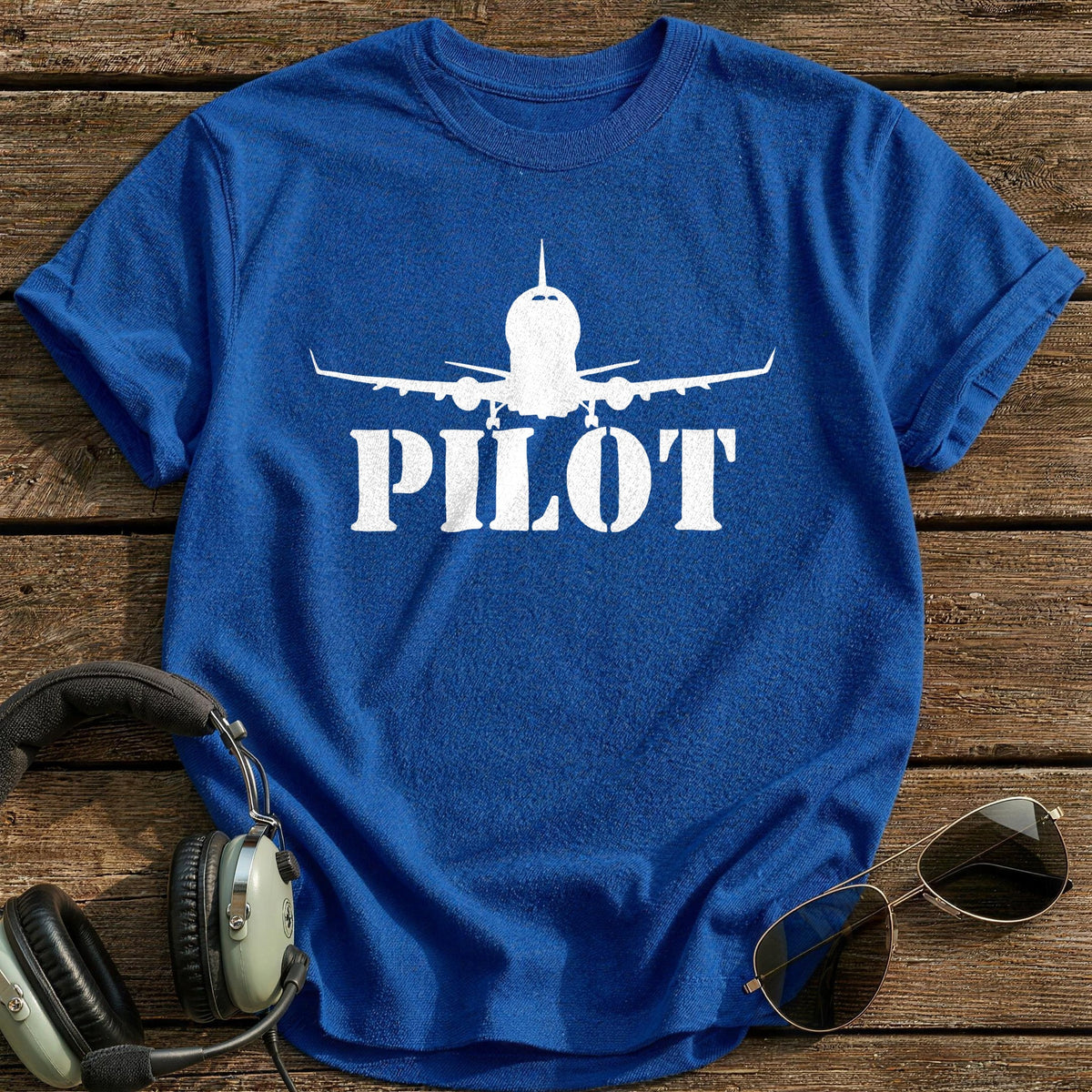 Pilot Airliner Silhouette T-Shirt - Royal
