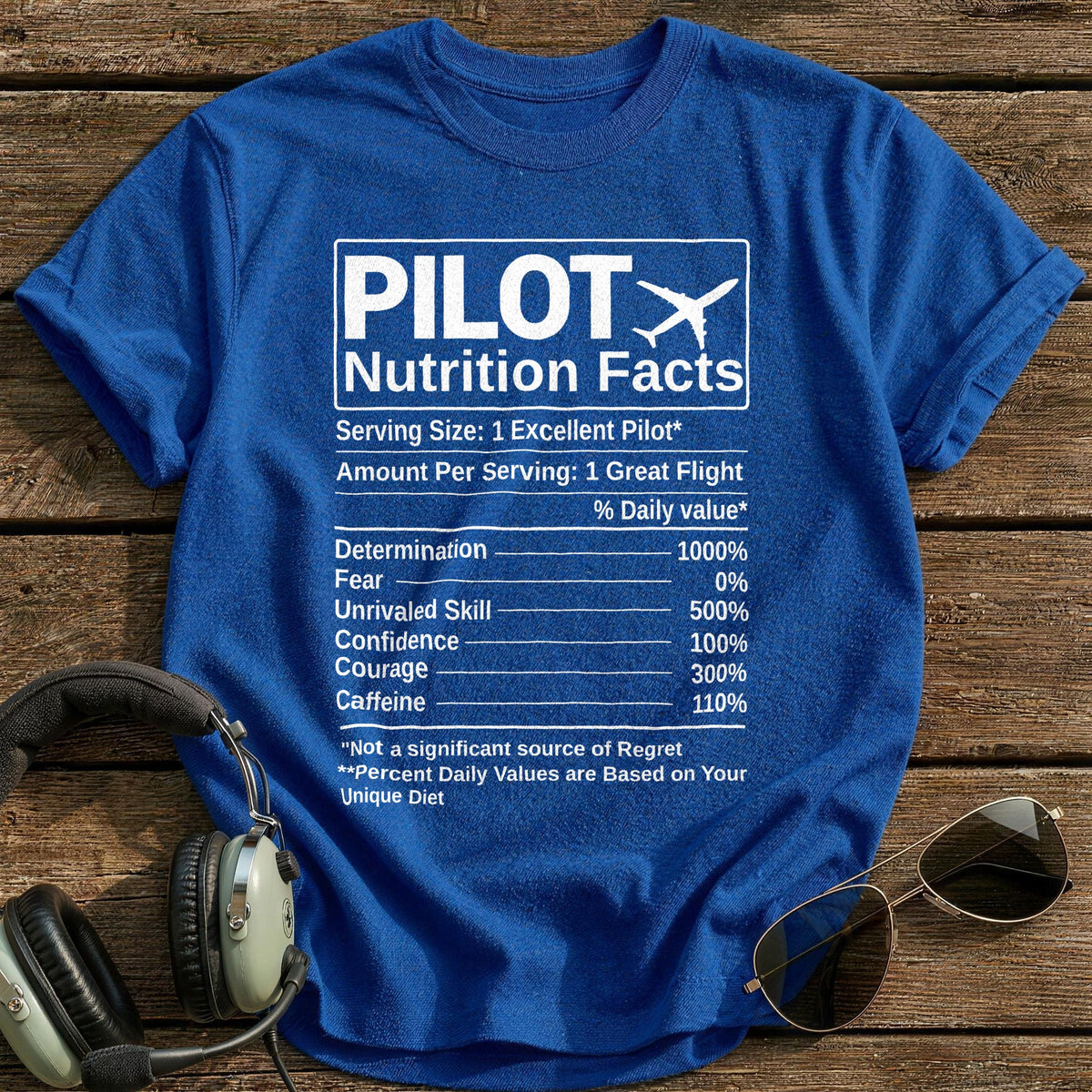 Pilot Nutrition Facts T-Shirt - Royal