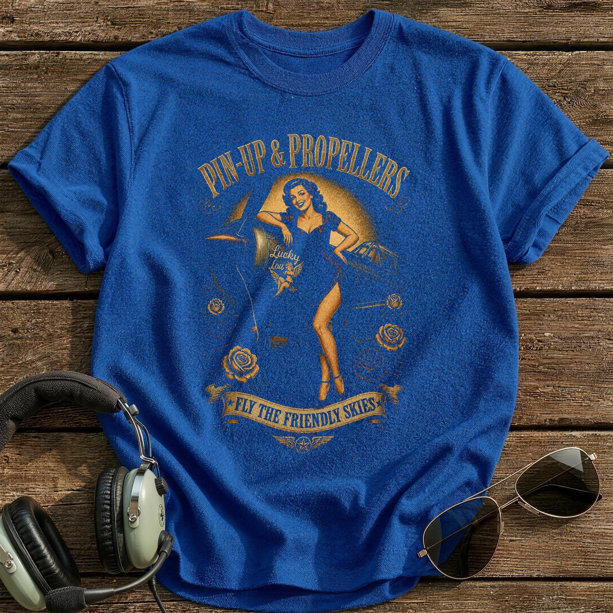 Pin-Up & Propellers T-Shirt - Royal
