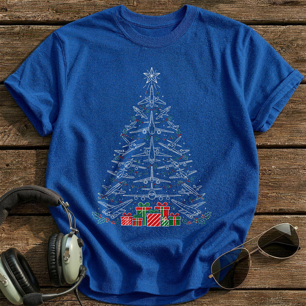 Plane Gifts Garland Tree 19 T-Shirt - Royal