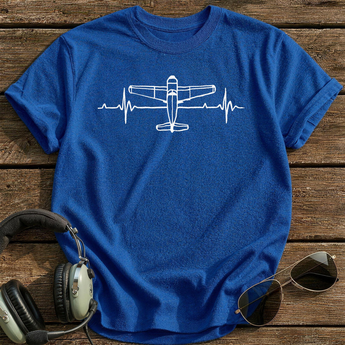 Plane Heartbeat T-Shirt - Royal