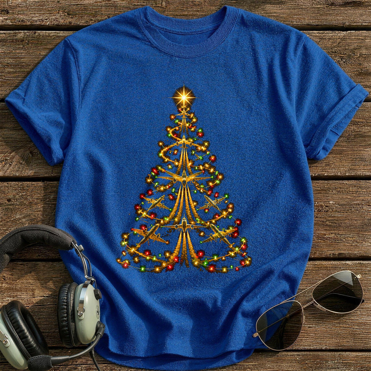Plane Lights Tree 16 Kids T-Shirt - Royal