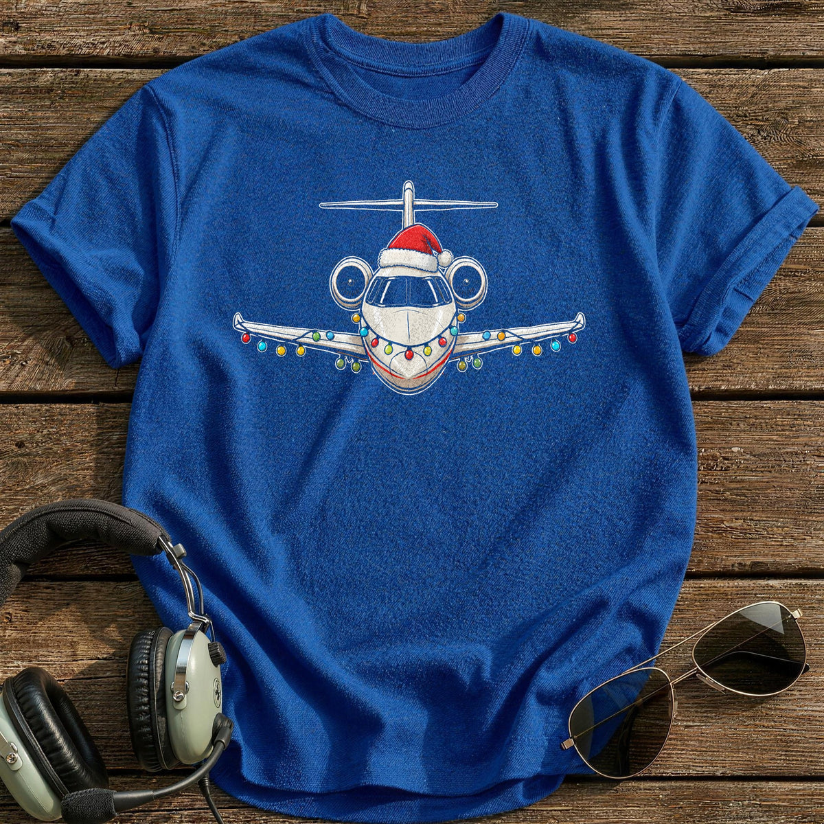 Private Jet Christmas Lights 30 T-Shirt - Royal