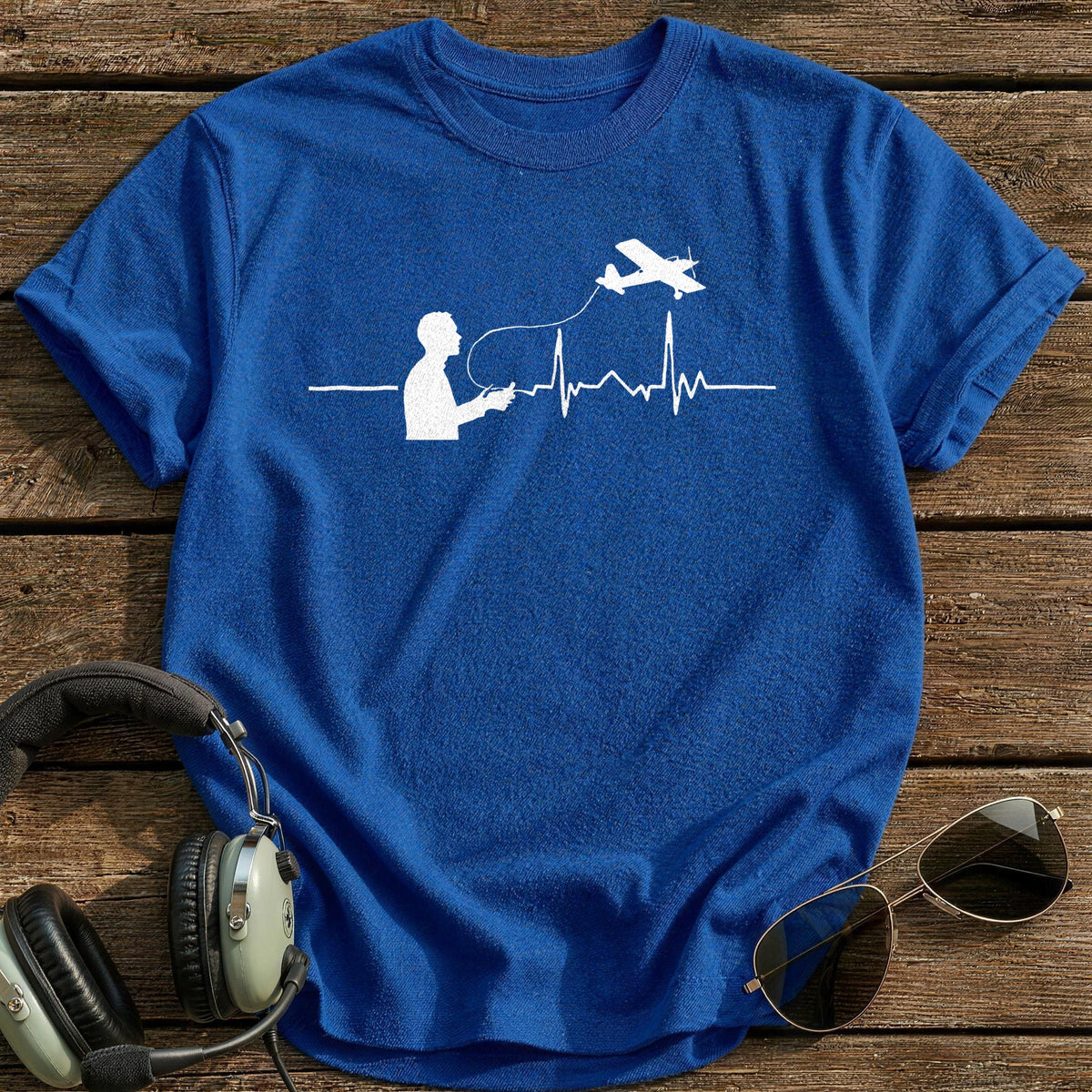 RC Plane Heartbeat T-Shirt - Royal