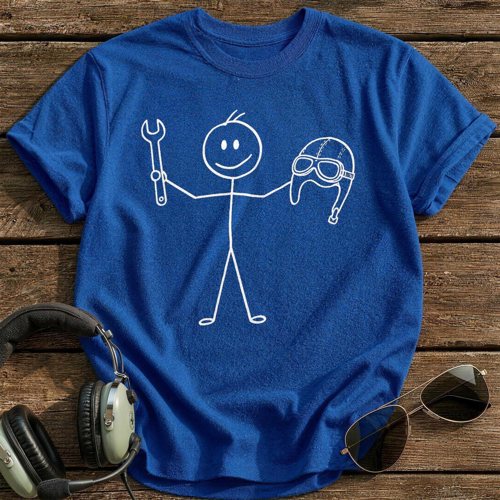 Stick Figure Aviator T-Shirt - Royal