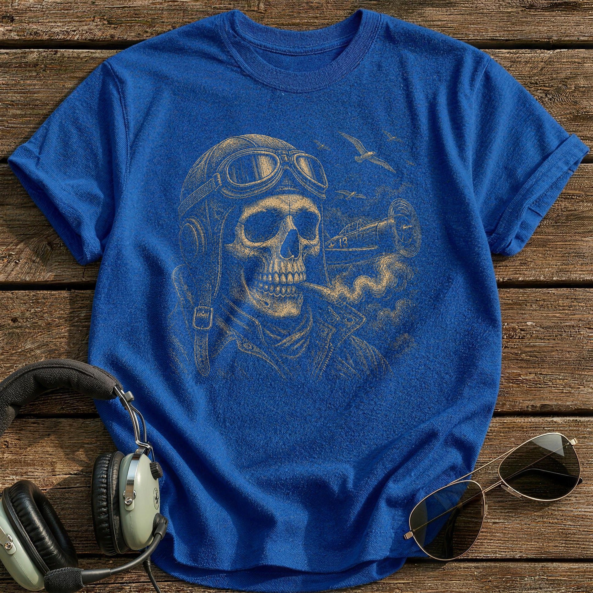 Test Pilot Skull Flying Helmet T-Shirt - Royal