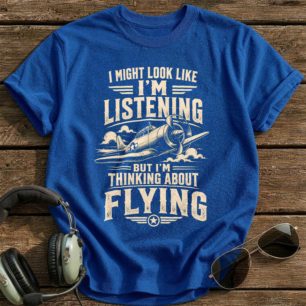 Thinking About Flying 45 T-Shirt - Royal