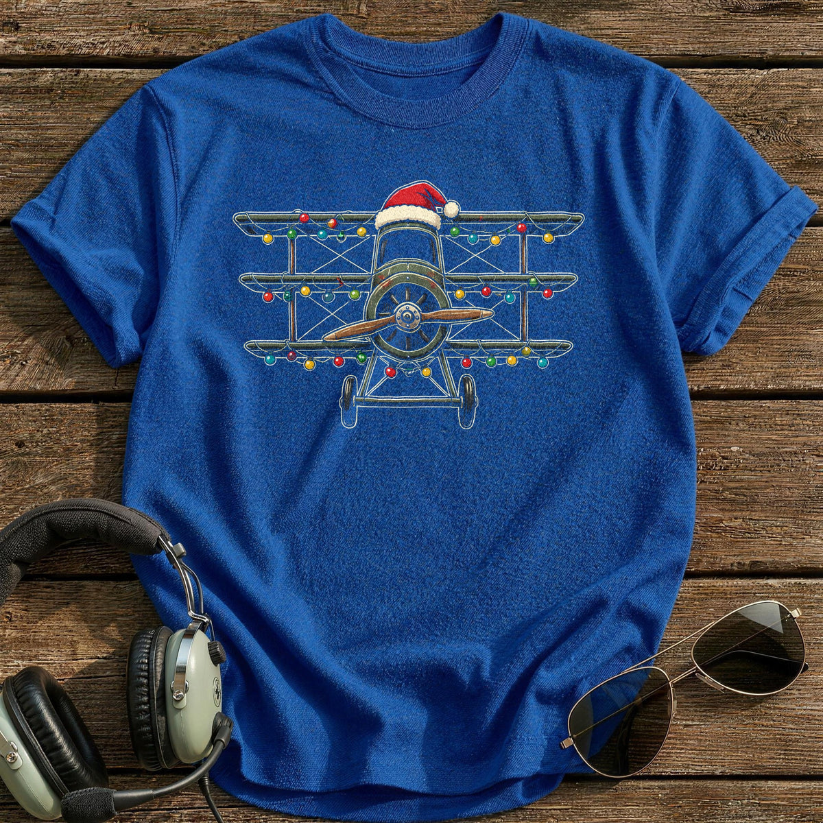Triplane Christmas Lights 21 T-Shirt - Royal