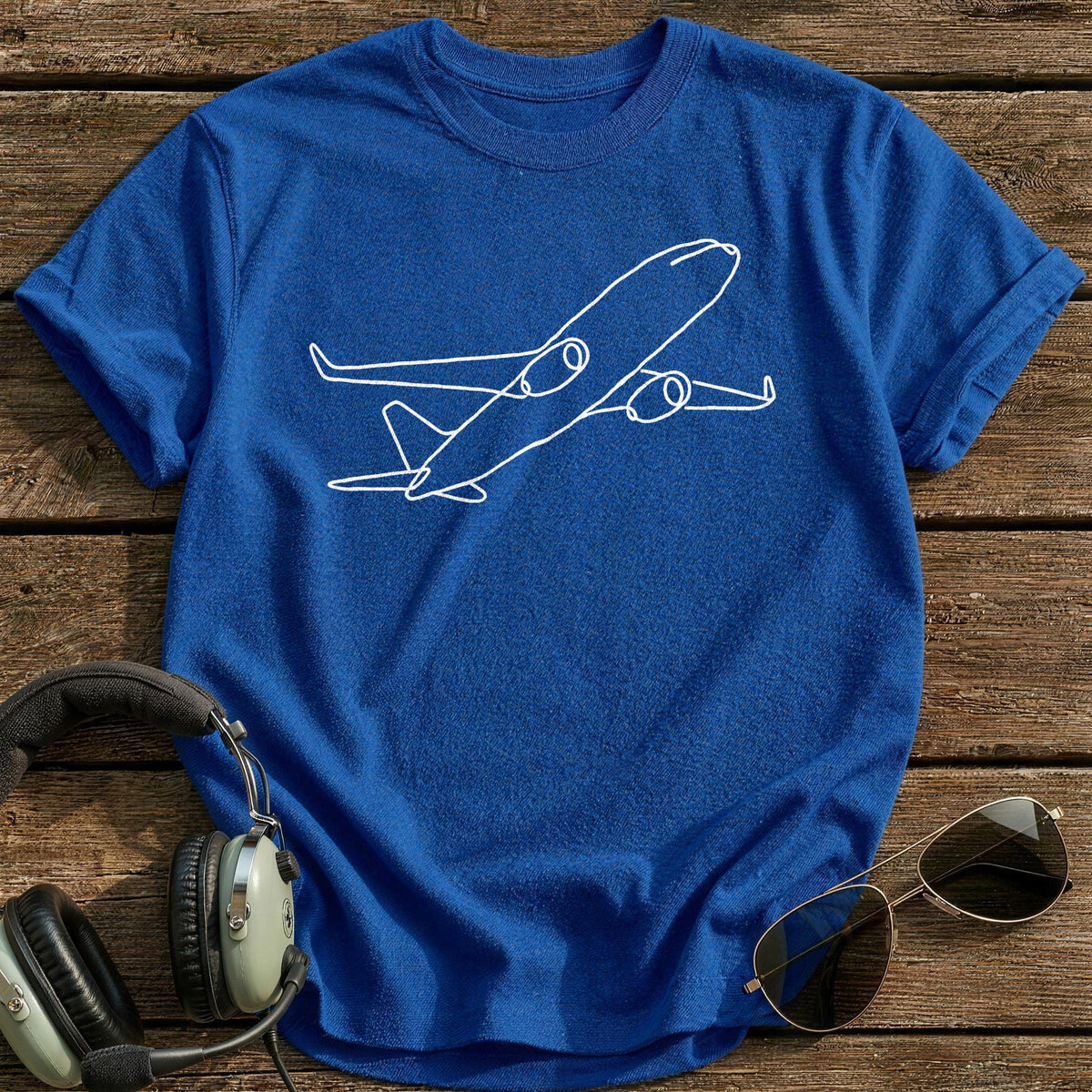 Twin Engine Line Study T-Shirt - Royal