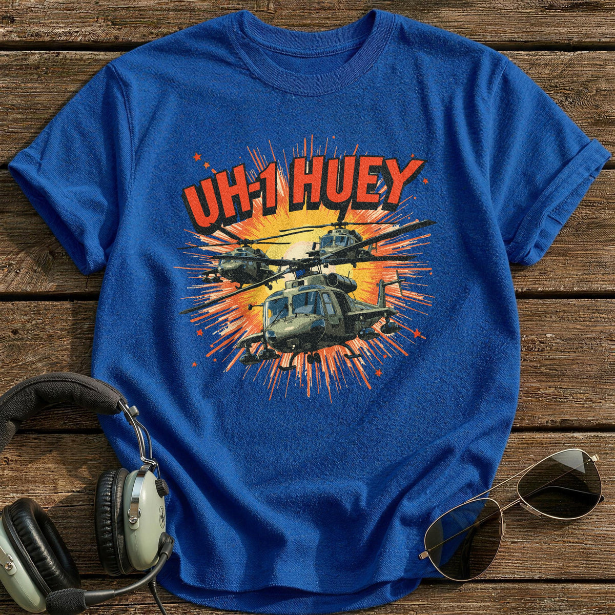 UH-1 Huey Comic Burst T-Shirt - Royal