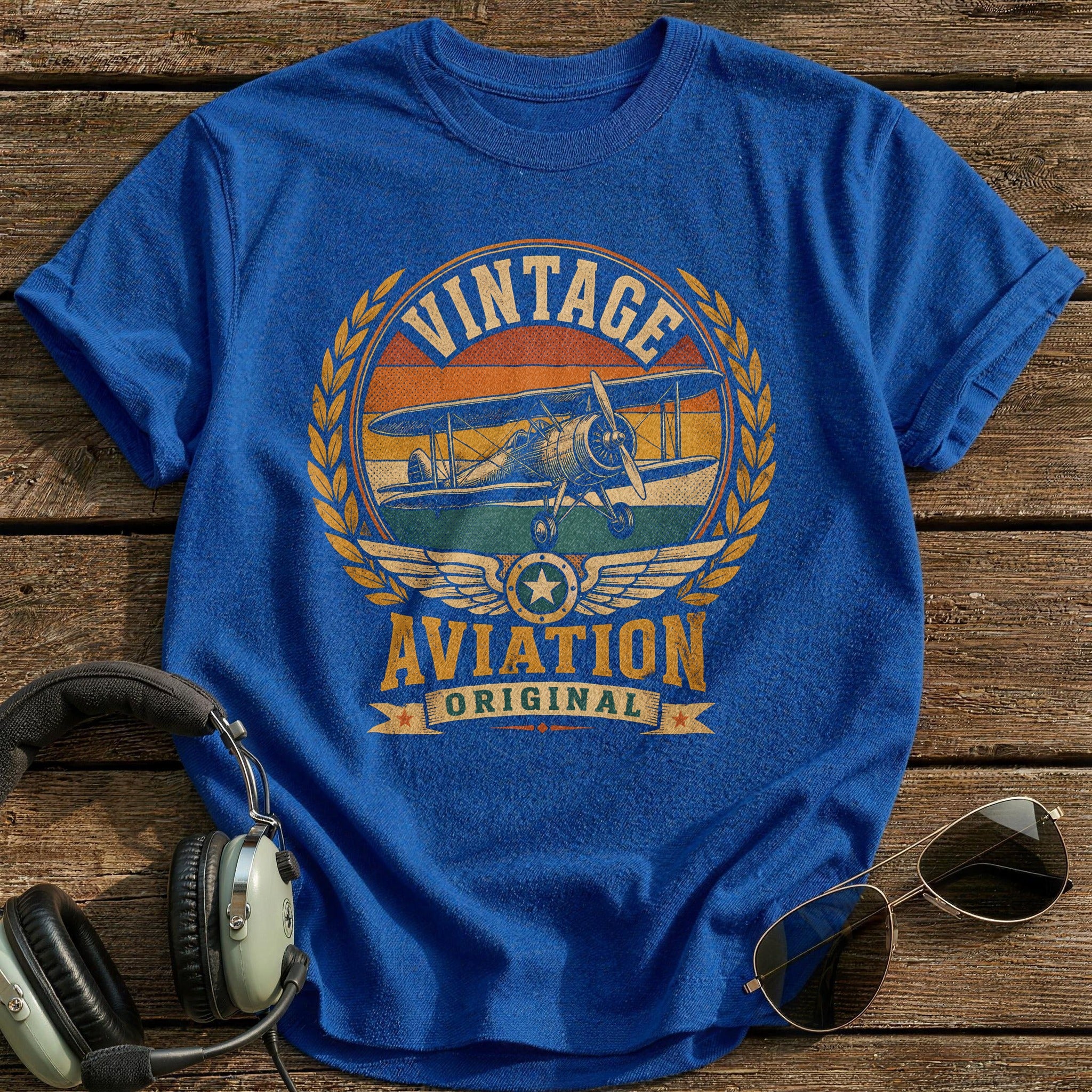 Vintage Biplane Crest - Royal