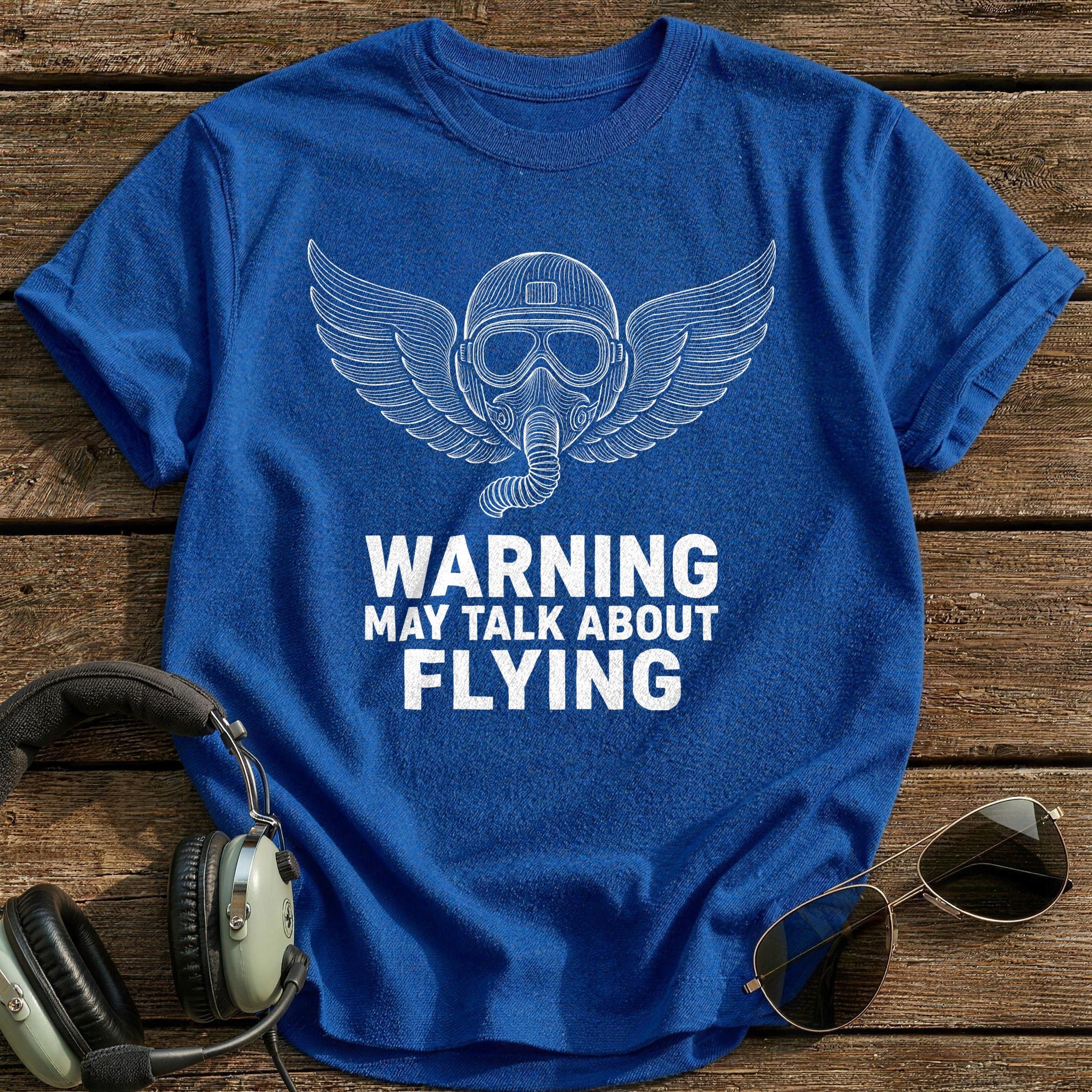 Warning Talk Flying 82 T-Shirt - Royal