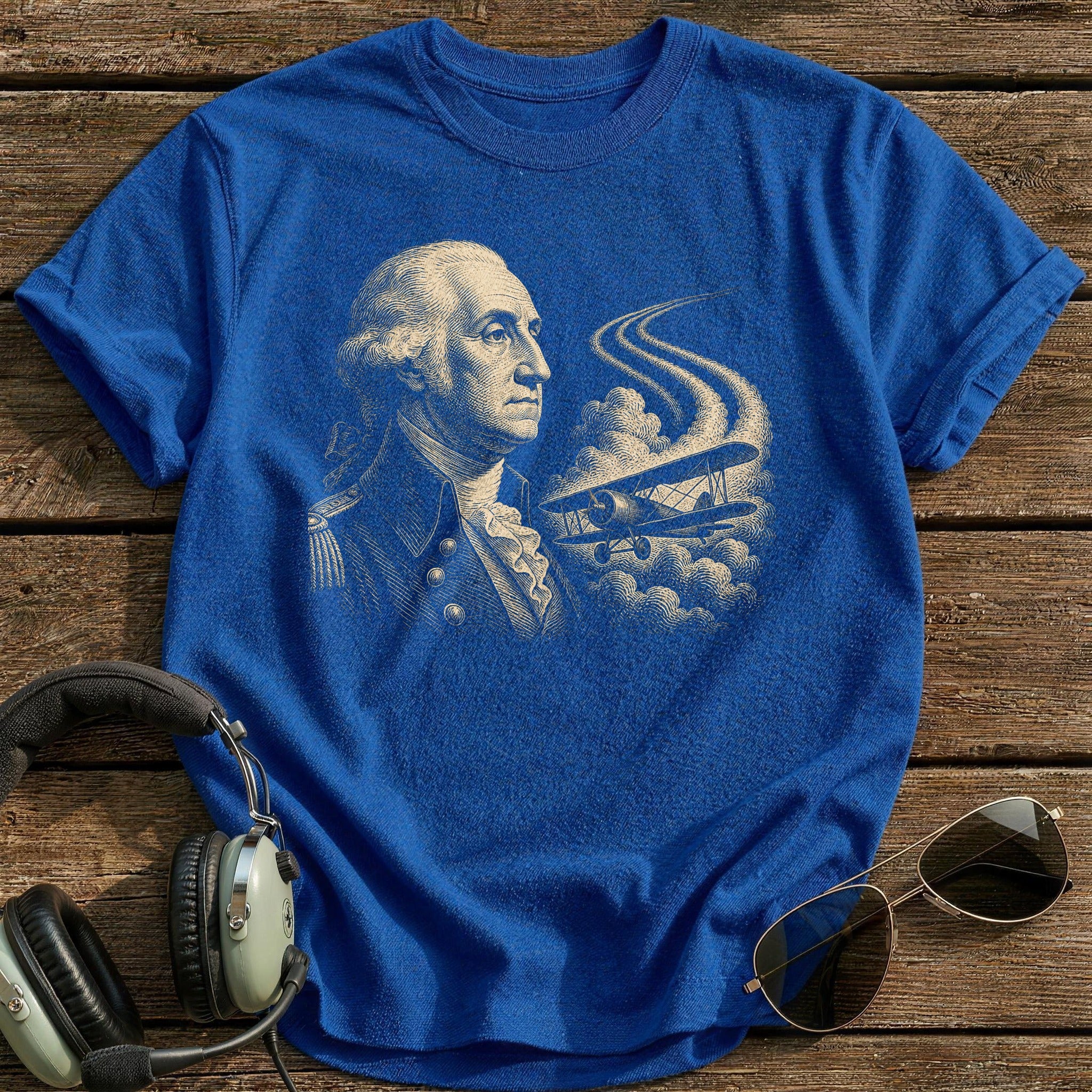 Washington Aviator Portrait T-Shirt - Royal
