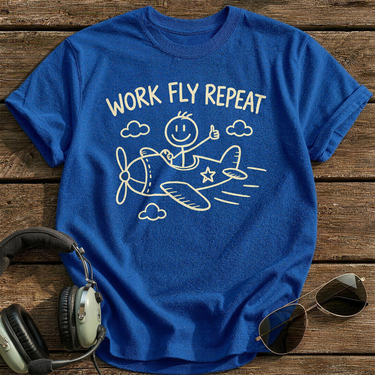 Work Fly Repeat 90 T-Shirt - Royal