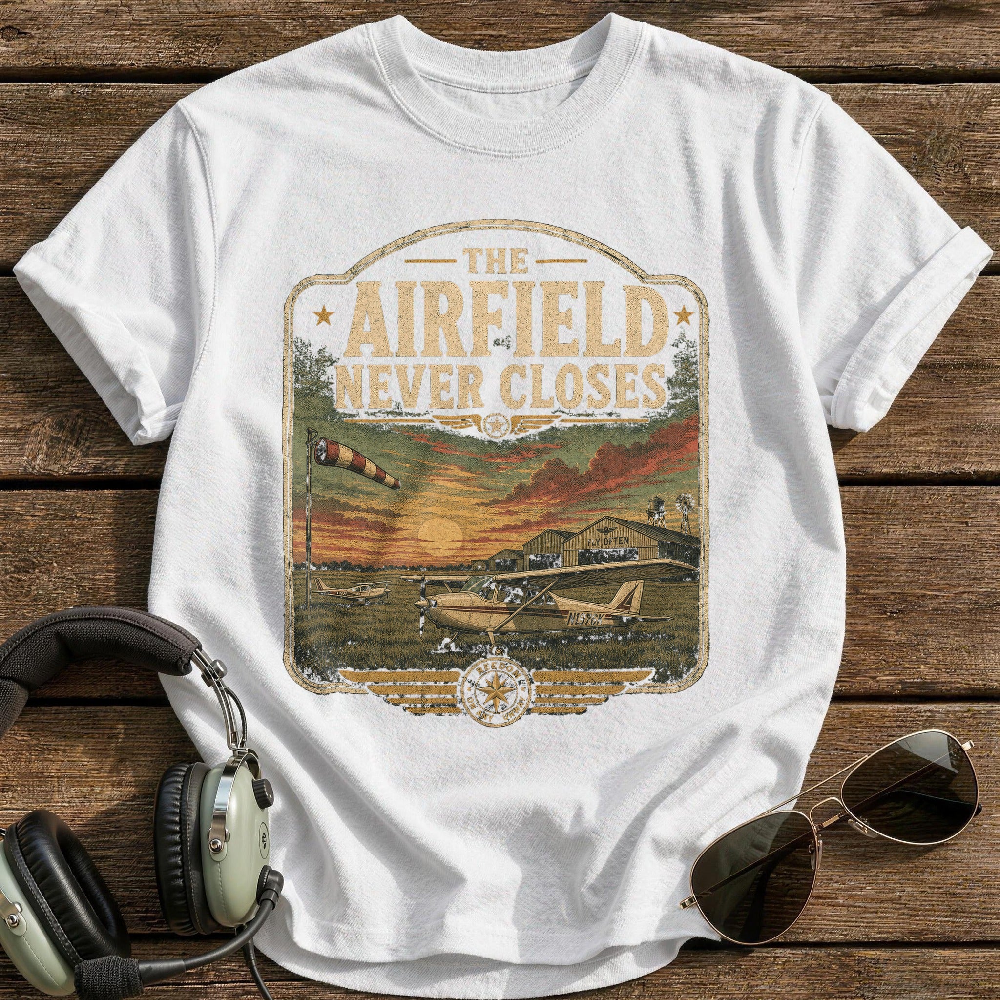 The Airfield Never Closes T-Shirt - White